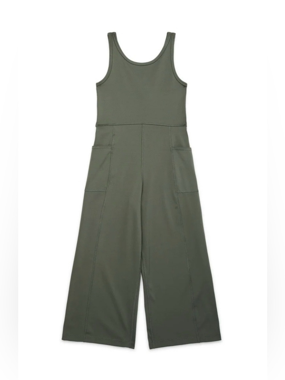 Athletic Works Girl’s Olive Wide Leg Romper With Pockets, Sz 14-16